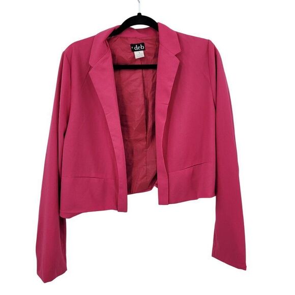 Vtg 90s Pink Open-Front Cropped Blazer Jacket Sz M Womens Fuchsia Bolero City - Picture 1 of 9